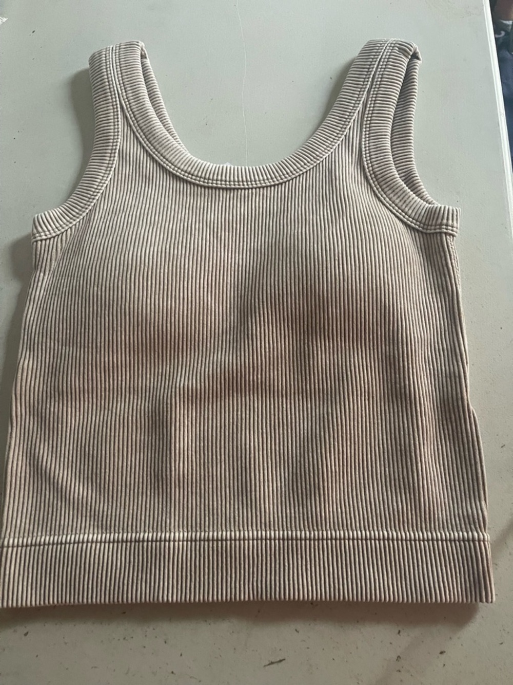 Zenana Outfitters Ribbed Tank Top in Light Taupe